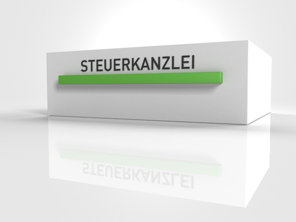 grafische Überschrift: Weiße Schublade mit grünem Griff und Aufschrift ‚Steuerkanzlei‘